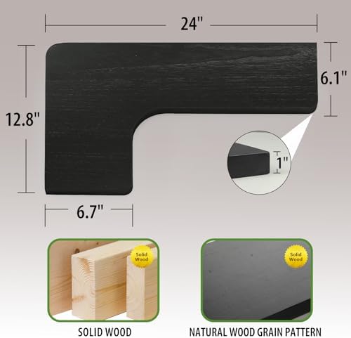 SAUMONIERES Corner Floating Shelves 24 Inch Wall Mount Shelf Solid Wood - Image 3