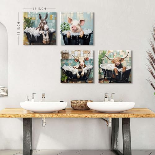 Funny Animal Wall Art Kids Bathroom Decor - Image 4