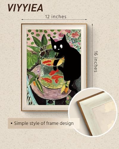 VIYYIEA Framed Silly Cat Wall Art, Impressionism Funny Prints, 16×12 Inch - Image 2