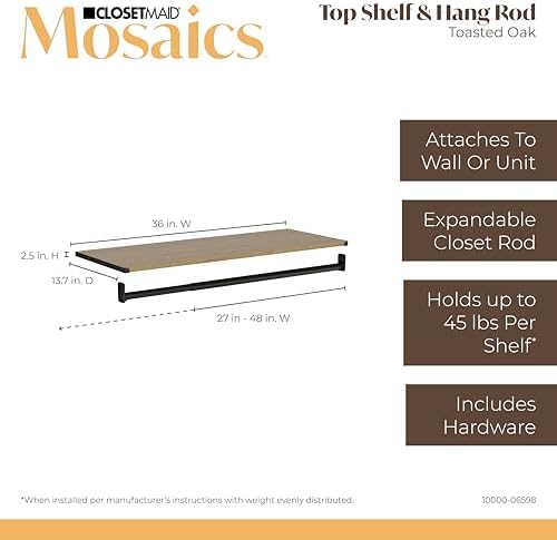 ClosetMaid Mosaics Closet Shelf & Rod Adjustable Kit, Customizable Closet System - Image 3