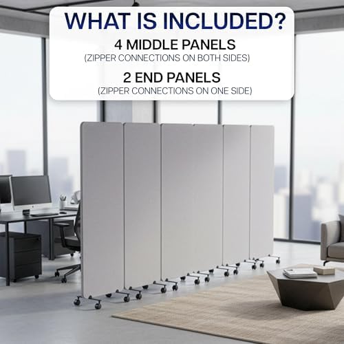 VIVO Freestanding 145 x 66 inch Privacy Panel System, Mobile Cubicle Divider - Image 2