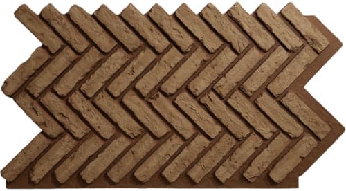EverStone Herringbone Faux Brick Panel, 46 1/2"W x 25 1/4"H x 1"D, Terracotta by EkenaMillwork
