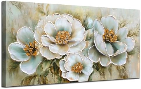 Arjun Flower Wall Art CanvasTextured Floral Framed Extra Large 58"x29" by Arjun