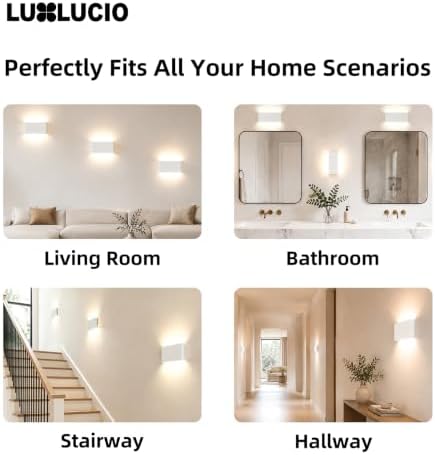 10" White Rectangular Indoor Up Down LED Wall Sconce, 2 Pack - Image 4