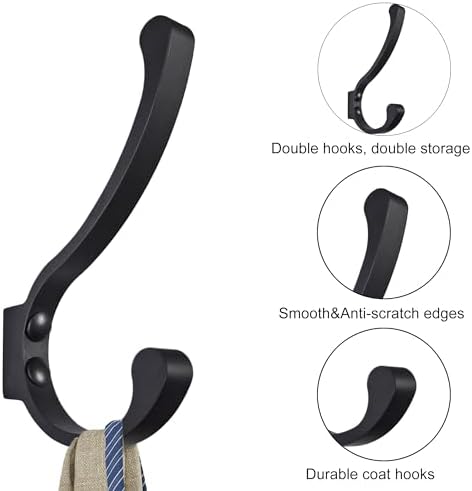 Coat Hooks for Wall, Heavy Duty Large Wall Hooks for Hanging Wall Mounted Metal - Image 6