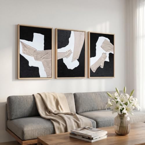 Framed 3D Textured Abstract Geometric Wall Art, 24x48 In - Image 3
