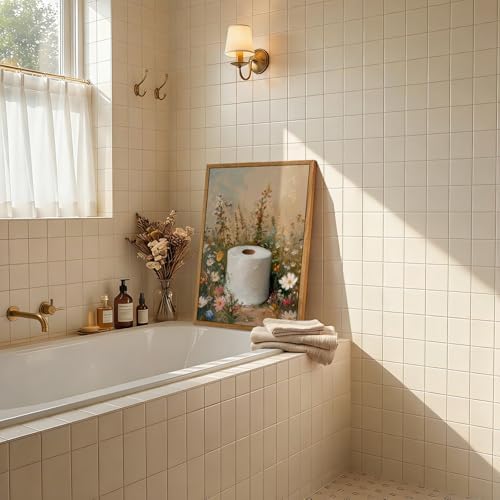 AtterrirArt Framed Bathroom Funny Wall Art Vintage Toilet Paper Floral Print - Image 3