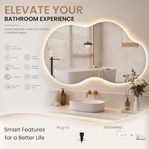 24" x 40" Irregular Backlit Bathroom Mirror - Image 6