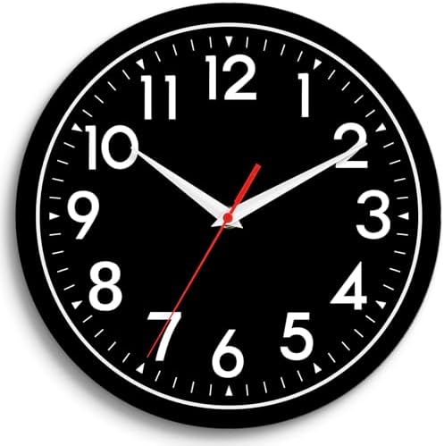 DAXSMY 10 Inch Wall Clock, Battery Operated Silent Non Ticking by DAXSMY