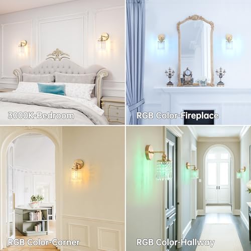 Shenmoyl Set of 2 Crystal Battery Operated Wall Sconce, Rechargeable Battery - Image 6