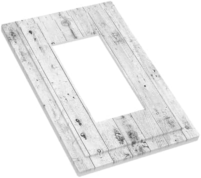 Decorative Outlet Covers Rustic White Grey Wood Grain 1 Gang Single Rocker - Image 3