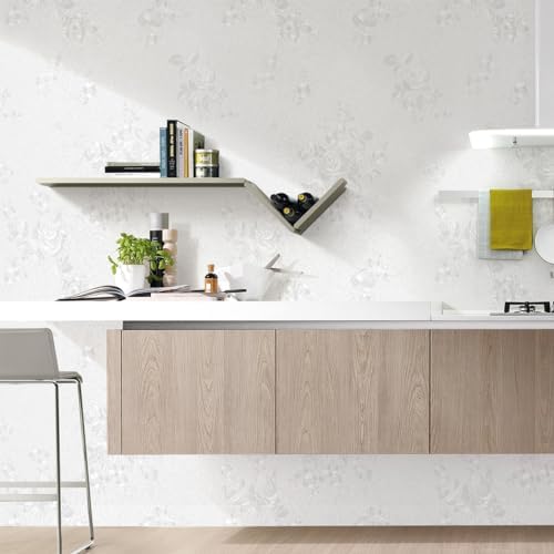 White Embossed Peel and Stick Wallpaper Textured Floral Contact Paper - Image 6