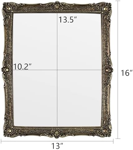 OIGUMR Wall Mirror, Freestanding or Wall Mount, Antique Gold, 13x 16 inch - Image 5
