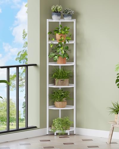 Hzuaneri Corner Shelf Stand 6-Tier Corner Bookshelf Storage Standing Shelf - Image 7