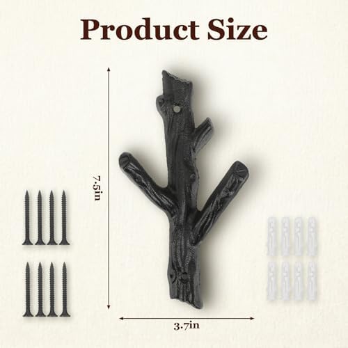 Frienda 4 Pcs Rustic Tree Branch Decorative Hooks, 7.5" X 3.7 " - Image 4