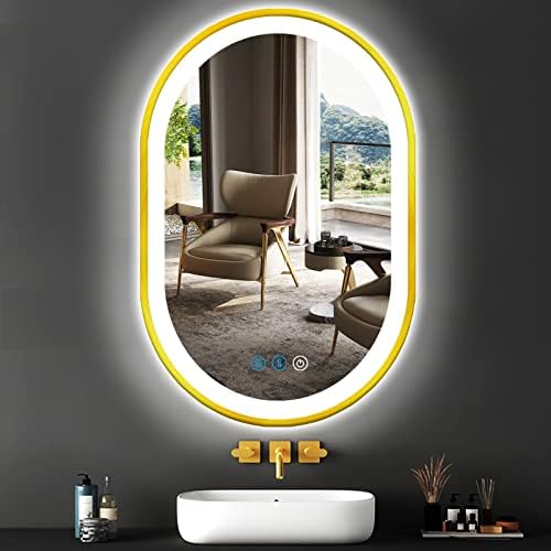 24 X 16 Inch Gold LED Oval Mirror by ARUMMA
