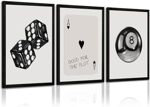 Black White Aesthetic Wall Art Decor 8 Ball Canvas Poster Y2k Cool Dice by Pennclys