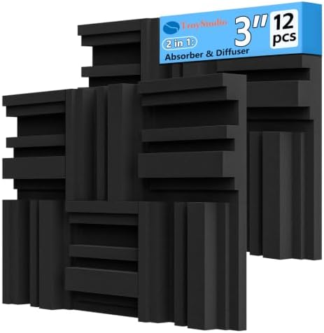 TroyStudio Thickened 12 X 12 X 3 Inch Acoustic Foam Panels in Diffusion Pattern by TroyStudio