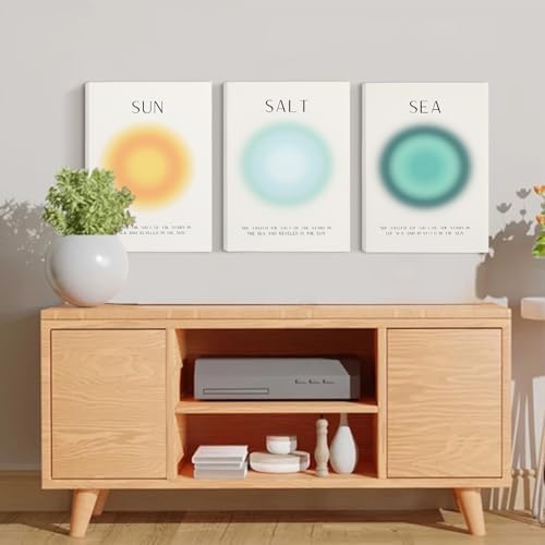 Framed Set of 3 Aura Beach Wall Art Sun Salt Sea Aura Aesthetic Wall Decor - Image 4