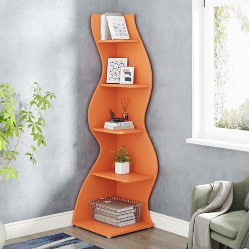 Tribesigns Corner Shelf, Modern 5-Tier Wall Corner Bookshelf, Stylish Corner - Image 2