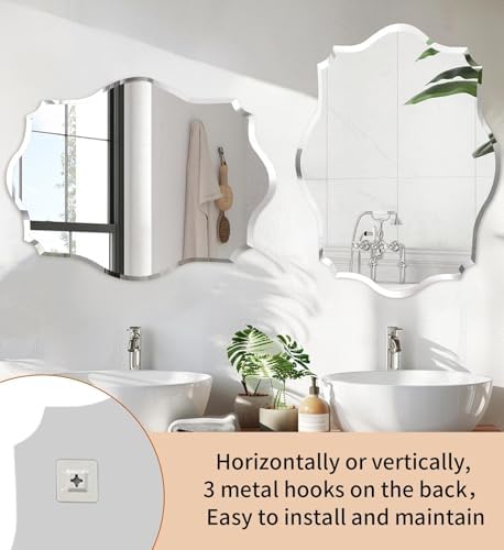 Frameless Scalloped Wall Mirror: Modern Glass Mirror 31.5x23.6 inch - Image 3