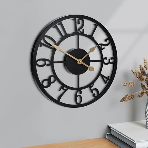 Wall Clock Battery Operated, Silent Non Ticking Modern Rustic Metal Small Clocks - Image 6