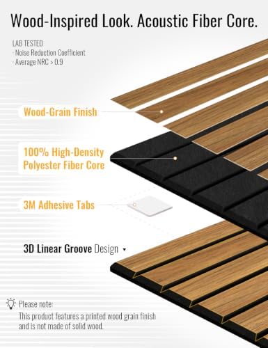 Wood Grain Acoustic Panels, 3D Grooved Sound Absorbing Wall Panels, - Image 3