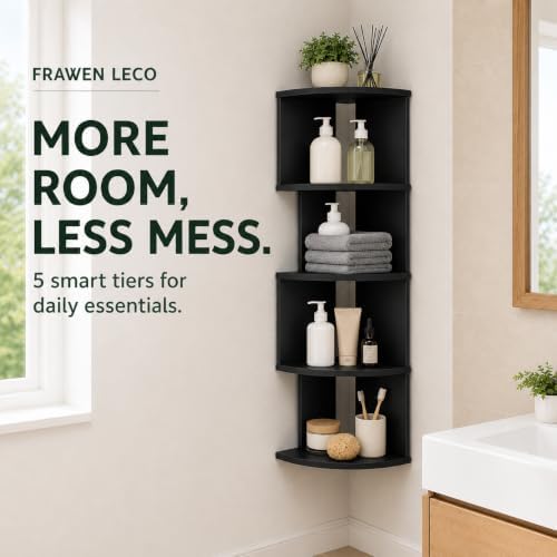 5-Tier Corner Wall Shelf, 30.7 in Tall PVC Corner Storage Shelf, Wall Mounted - Image 4