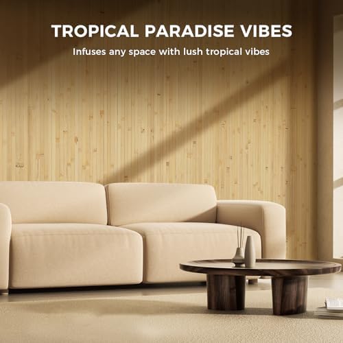 OUZUGIE 2 Pack 96x48 Inch Natural Bamboo Wall Panel - Image 3