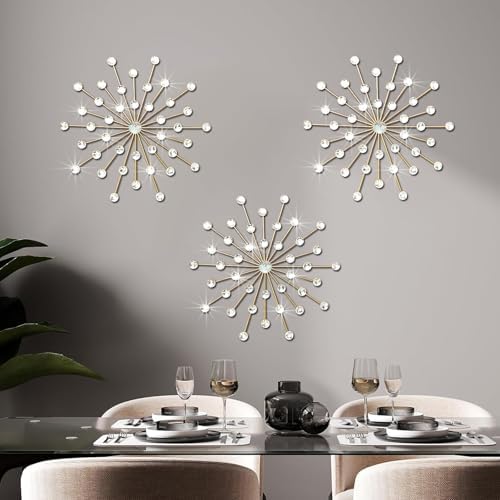 ZEXUIRU 3 Set Gold Starburst Wall Art by ZEXUIRU
