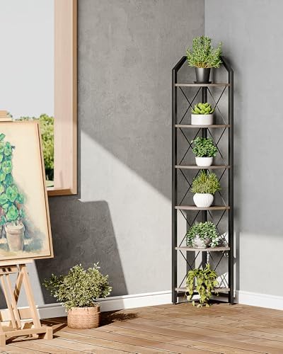 CHOEZON 6-Tier Corner Shelf, Industrial Corner Bookshelf, 71.2" Corner Storage - Image 7