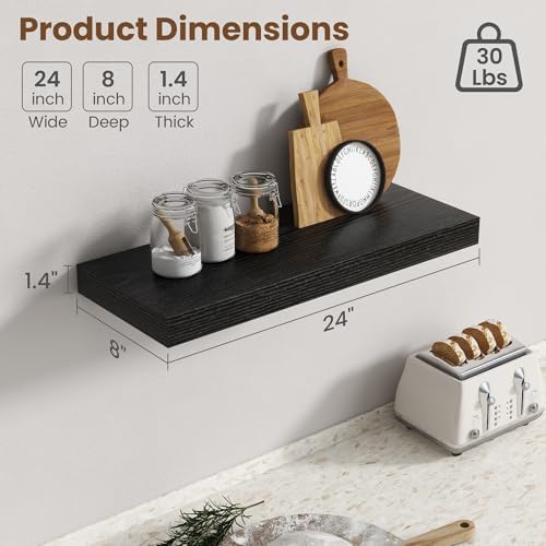 24 Inch Floating shelves for Wall, 8 Inch Deep, Invisible Brackets - Image 3
