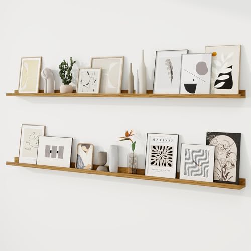 RICHFOCUS Picture Ledge Shelf, 72 inch Floating Shelves Set of 2, Wood Wall by RICHFOCUS
