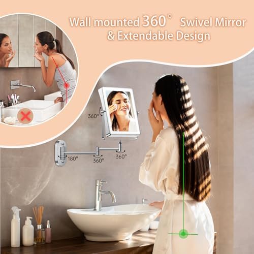 FASCINATE 8.7" 5000mAh Rechargeable Wall Mounted Makeup Mirror - Image 6