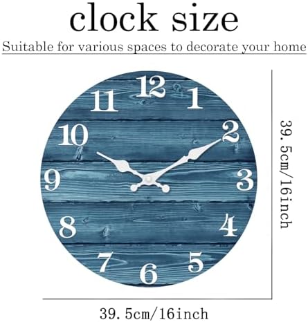 XFM 16 Inch Silent Wood Wall Clocks Battery Operated Blue - Image 6