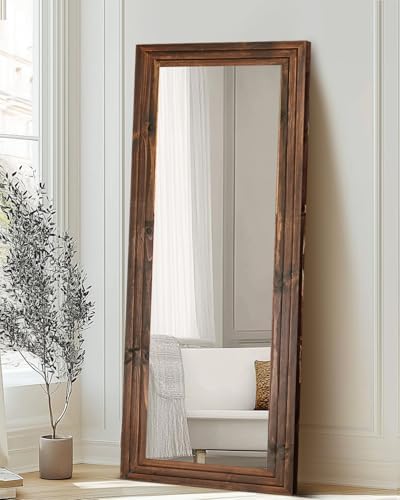 65x24in Full Length Mirror, 3-Tier Stepped Solid Wood Frame - Image 4