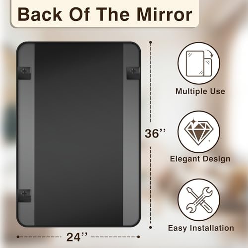 Vanity Black Bathroom Mirror for Over Sink, 2 Pack 36”x24” - Image 2