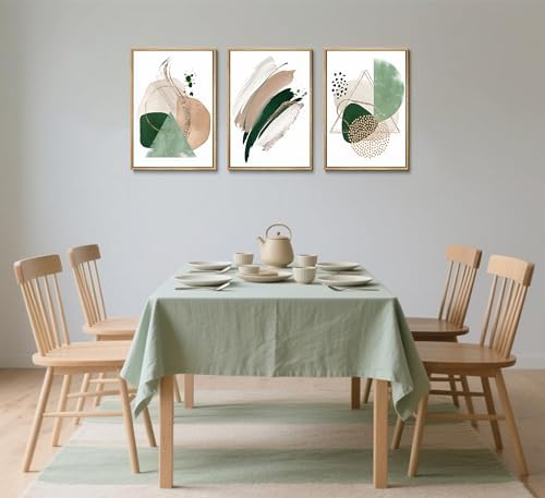 Uofnvrji 3Pcs Sage Green Minimalist Geometric Abstract Posters Wall Art - Image 4