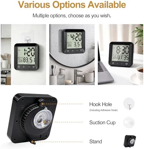 Shower Clock Waterproof, Bathroom Digital Clock - Image 4
