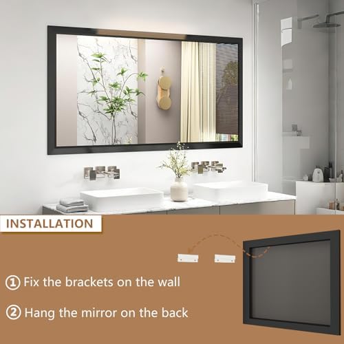 SMIROR 66x36 Matte Black Bathroom Vanity Mirror - Image 4