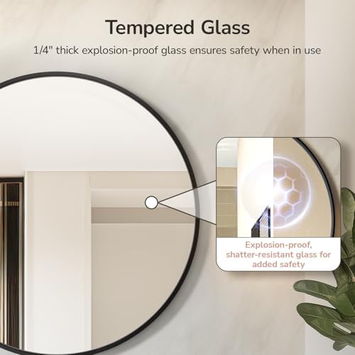 USHOWER 36 Inch Round Bathroom Mirrors - Image 2