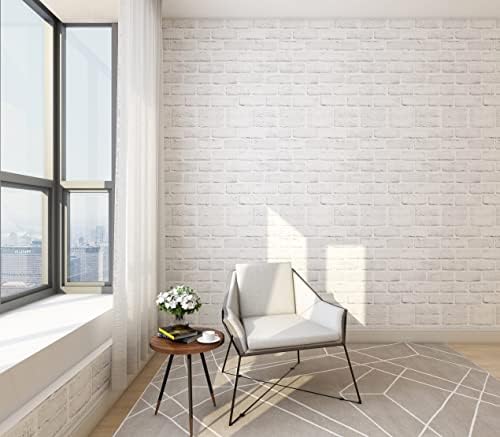 Hopeak White Brick Wallpaper Self-Adhesive Peel and Stick Wallpaper Waterproof - Image 4