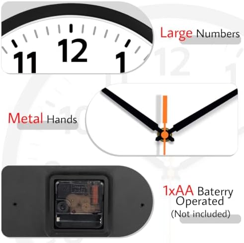 10" Modern Silent Wall Clock, Wall Clocks Battery Operated - Image 5