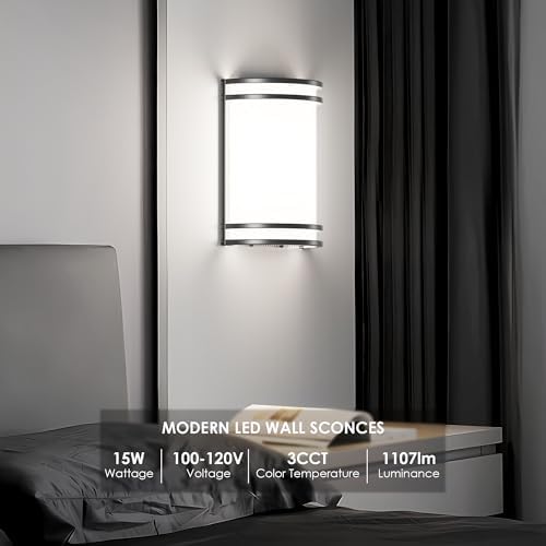 Aipsun Modern Wall Sconces Hardwired Indoor 15W LED Dimmable 3000K 4000K 5000K - Image 4