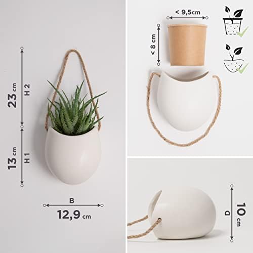 Kazai. Wall Planters -Ellie- | Hanging Ceramic Plant Pots 3 Pieces | Wall - Image 5