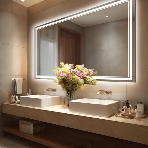 60''x36'' Lighted Mirrors for Bathroom Wall Backlit + Front Lit, Rectangular by mirror