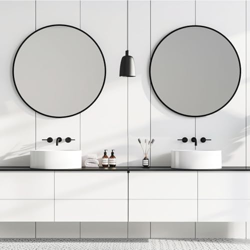 Black Circle Mirror 26 inch, Round Mirror, Matte Black Metal Frame - Image 3