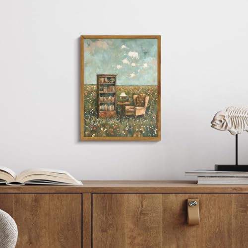 KBKBART Framed Reading Wall Art Whimsical Book Lover Canvas Painting 8x10in - Image 6