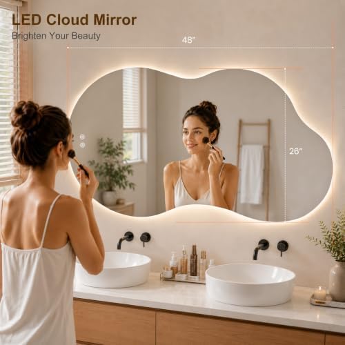 26" x 48" Irregular Backlit Bathroom Mirror - Image 2