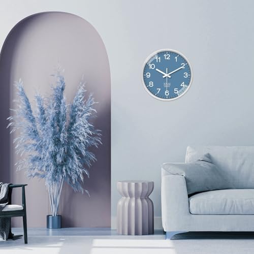 XNM 14 Inch Blue Minimalist Wall Clocks Battery Operated - Image 2